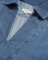 Closeup detail view of Women's L/S Denim Popover Top - Medium Wash