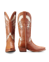 Pair view of The Annie - Pecan / Bone Cowhide on plain background