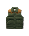 Front view of Men's Western Canvas Puffer Vest - Dark Green/Khaki on plain background