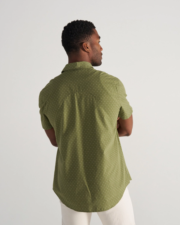 Closeup detail view of Men's Star Stitch Pearl Snap - Sage