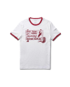 Front view of Men's Every Texan Knows Tecovas Ringer Tee - Bone/Dark Red on plain background