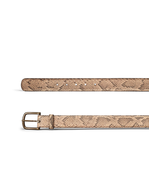 Closeup view of Men's Python Belt II - Mangrove