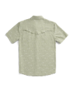 Closeup detail view of Men's Performance Western Short Sleeve Pearl Snap - Desert Sage/Light Sand