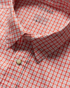 Closeup detail view of Men's Easywear Short Sleeve Pearl Snap - Orange Rust/Bone/Beech Plaid