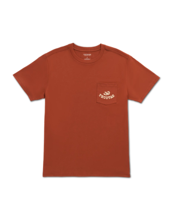 Closeup detail view of Men's Can't Stop Pocket T-Shirt - Orange Rust/Bone