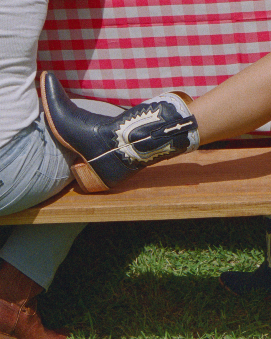View of The Jolene - Atlantic Blue/Chambray Cowhide