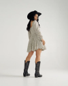 Full view of The Jane - Midnight Suede on model