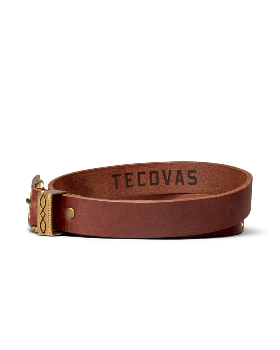 Back view of Women's 3 Piece Belt - Brandy on plain background