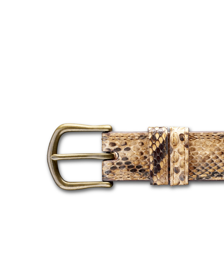 Front view of Women's Python Belt - Natural on plain background