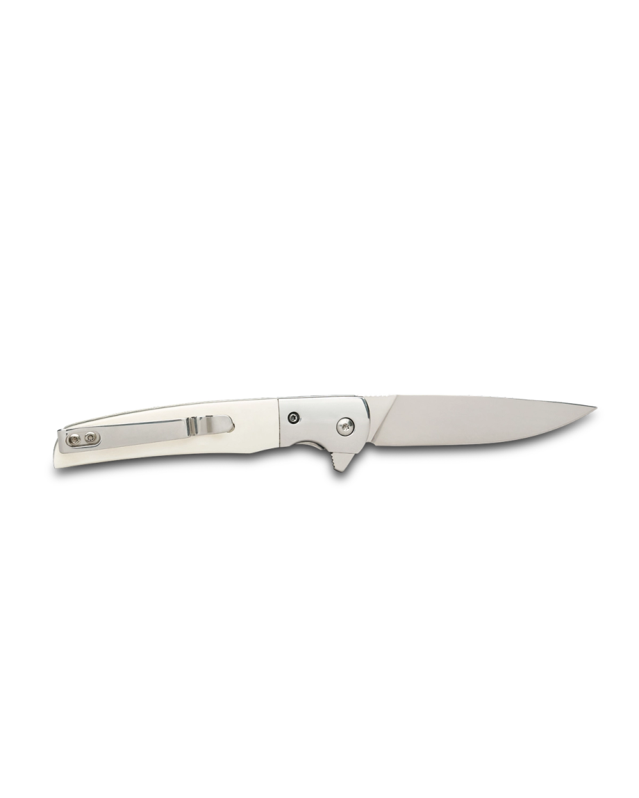 Front view of Bone Ranch Knife - White on plain background