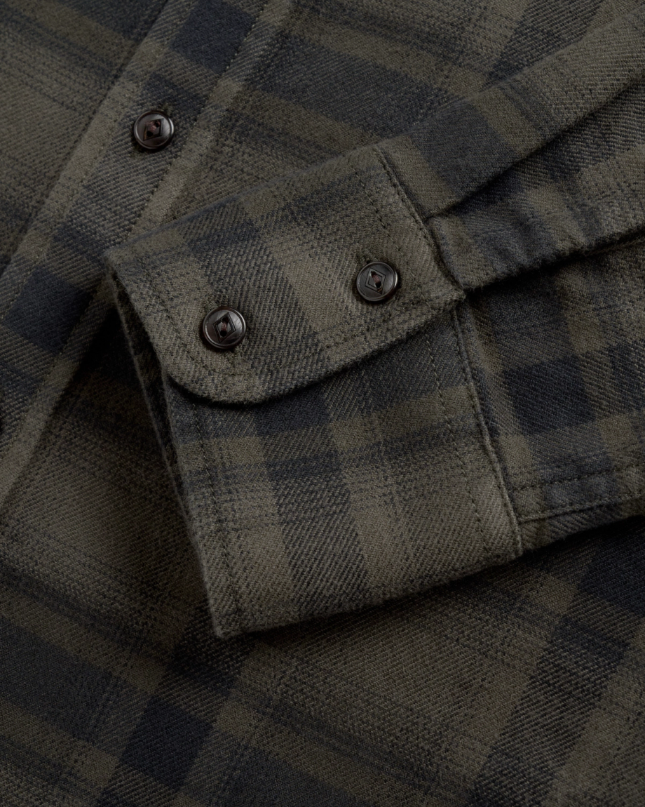 Closeup view of Men's Essential Flannel - Black/Gray