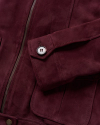 Closeup view of Women's Goat Suede Brush Jacket - Burgundy