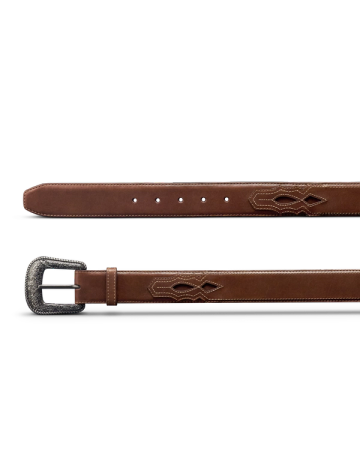 Closeup view of Men's Western Belt - Heritage Tan