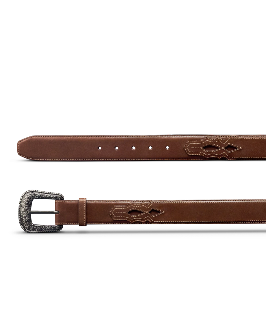 Closeup view of Men's Western Belt - Heritage Tan