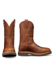 Pair view of The LH WP Round Comp Toe Work Boot - Saddle Cowhide on plain background