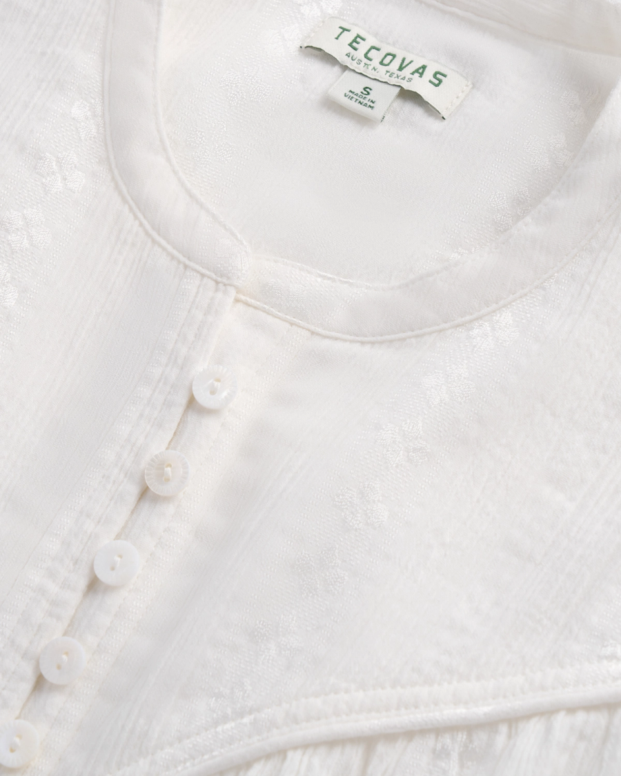 Women's Long Sleeve White woven cotton Top | Tecovas
