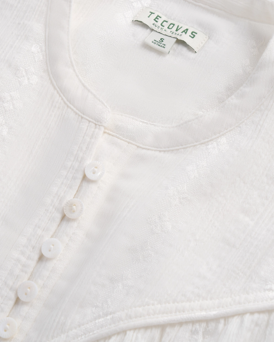 Closeup detail view of Women's L/S Woven Blouse - White