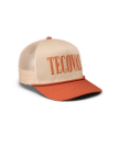 Quarterfront view of Tecovas Badge Trucker - Burnt Orange on plain background