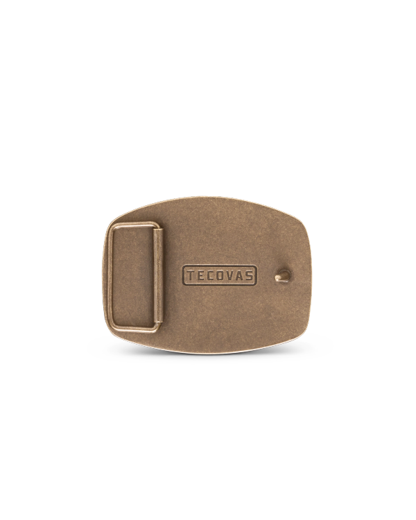 Back view of Bison Buckle - Antique Brass on plain background