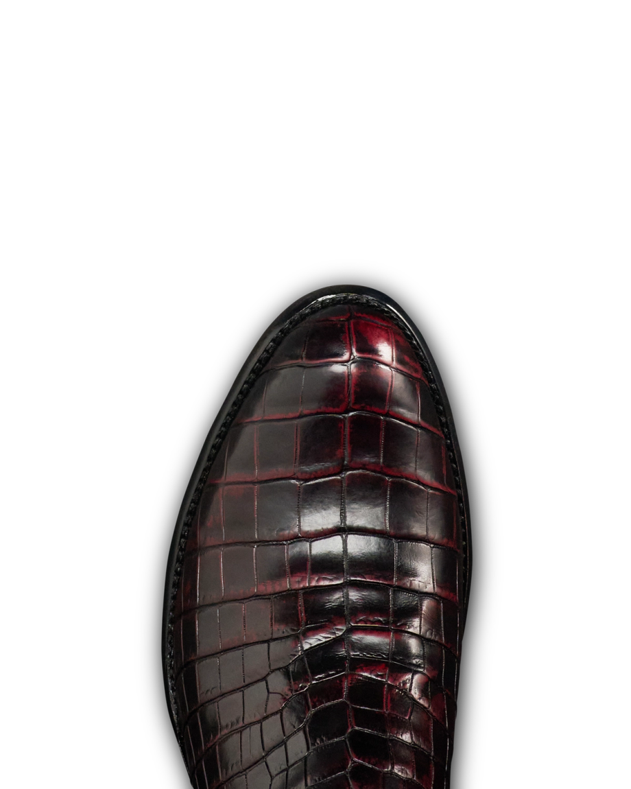 Toe view of The Cooper - Black Cherry on plain background