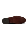The Bennett in Saddle Alligator. The image shows the brown leather sole of a Saddle Alligator dress shoe with the word "STACY" embossed near the arch and a textured grey heel.