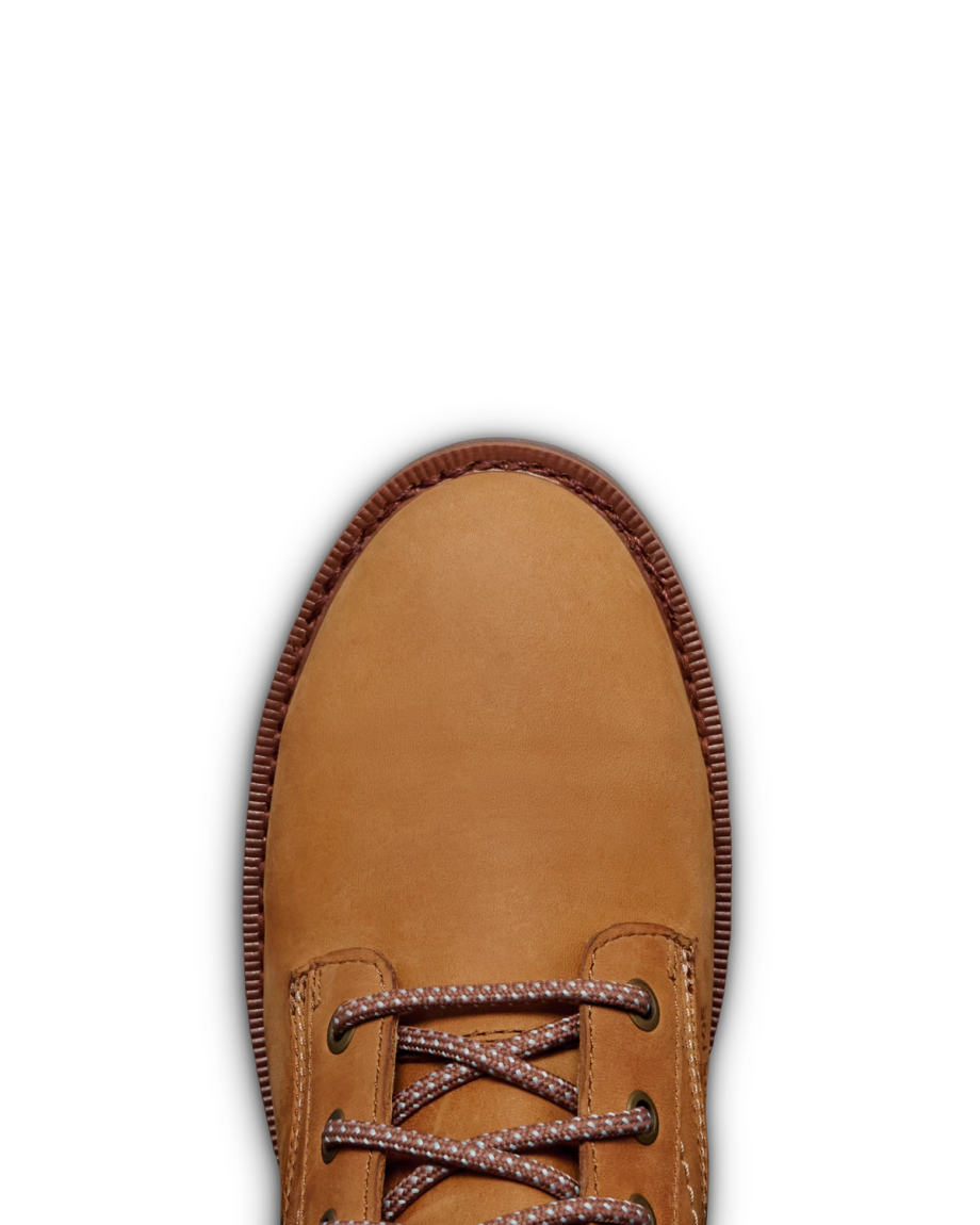 Toe view of LongHaul Waterproof Lace Up Composite Toe Work Boot - Light Tan on plain background