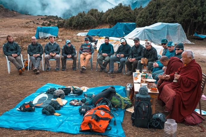 a large group in a circle