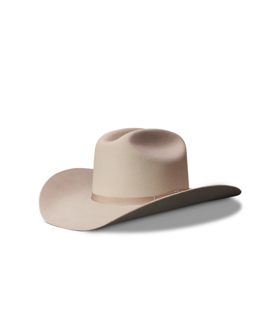 Quarterfront view of Cattleman Fur Cowboy Hat - Silverbelly on plain background