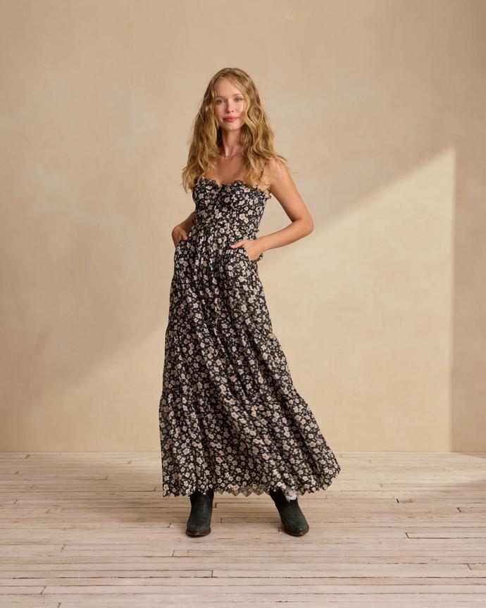 brock collection olivia floral silk dress HAYDEN V-NECK FRONT RUFFLE DRESS in FLOWER SHOP