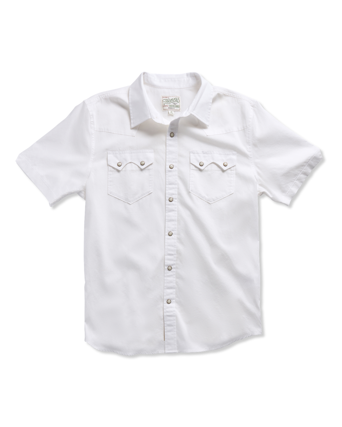 Tecovas Men's Vintage Weight Short Sleeve Pearl Snap Top, White, Cotton, Medium Tecovas Men's Vintage Weight Short Sleeve Pearl Snap Top, White, Cotton, Medium
