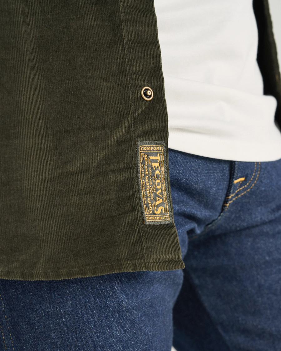 Men's Green Corduroy Pearl Snap Shirt | Tecovas