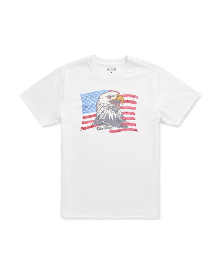Front view of Men's Eagle T-Shirt - Bone/Multi on plain background