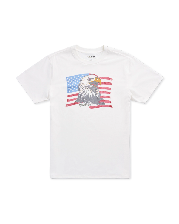 Front view of Men's Eagle T-Shirt - Bone/Multi on plain background
