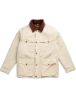 Front view of Men's Ranch Coat - Ivory / Saddle on plain background