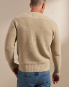 Back view of Men's Crew Neck Desert Sweater - Bone Heather on model