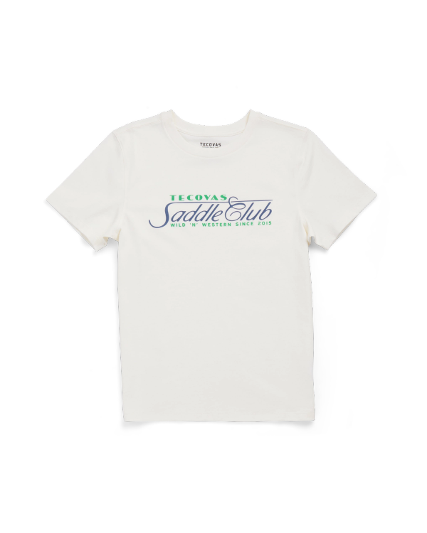 Front view of Women's Saddle Club Tee - Bone on plain background