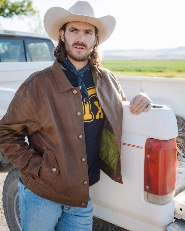 Buckaroo Waxed Canvas Trucker Jacket Tobacco Tecovas