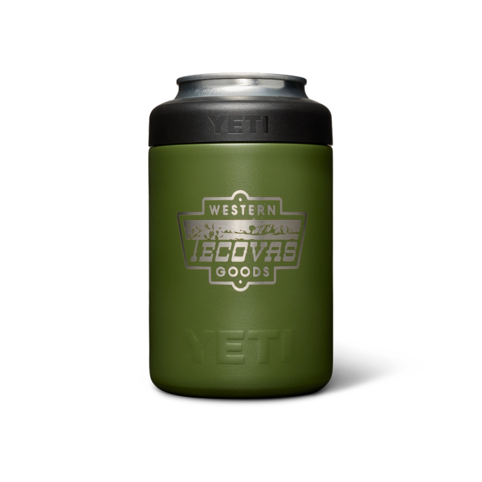 Olive green Yeti bottle with tecovas logo