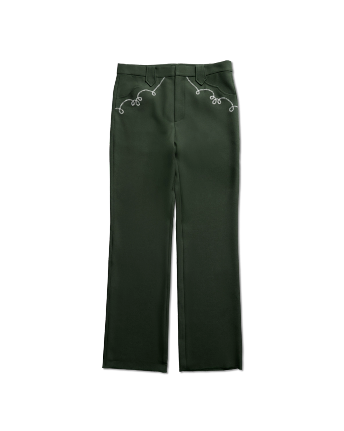 Front view of Men's Tecovas X H Bar C Birthday X Pant - Green on plain background