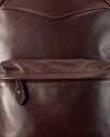 Closeup detail view of Men's Leather Backpack - Dark Brown