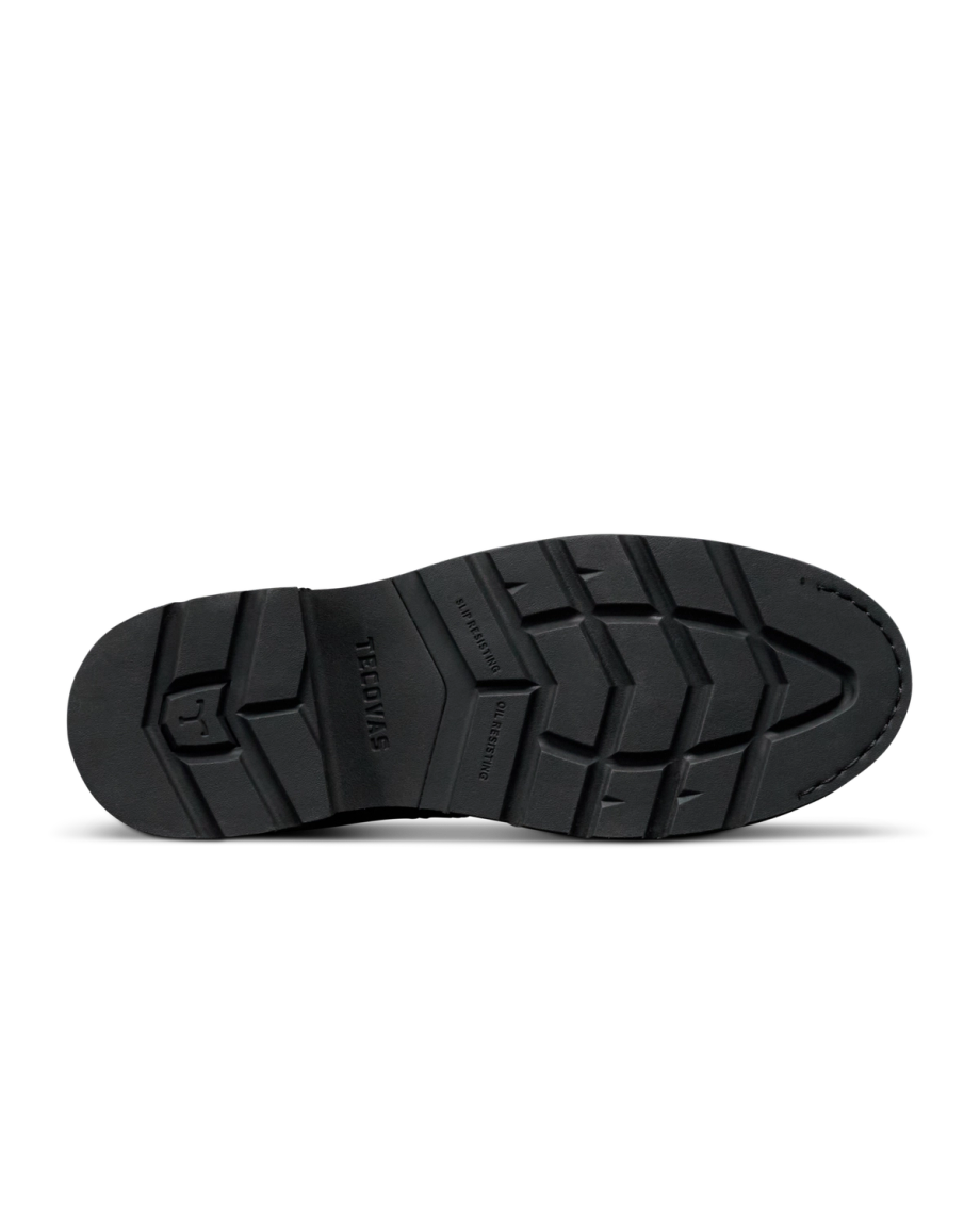 Toe view of LongHaul Waterproof Lace Up Composite Toe Work Boot - Midnight on plain background