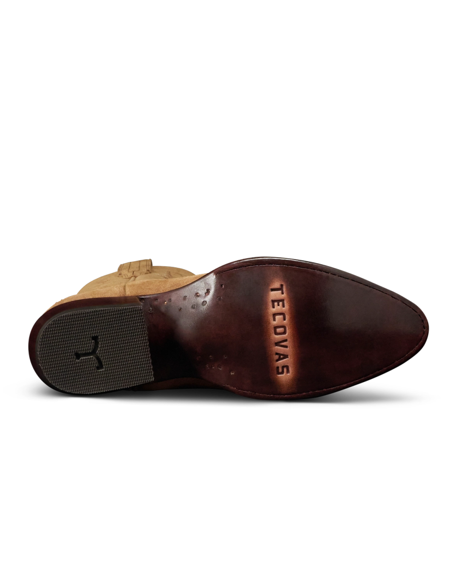 Sole view of The Jamie II - Caramel Suede on plain background