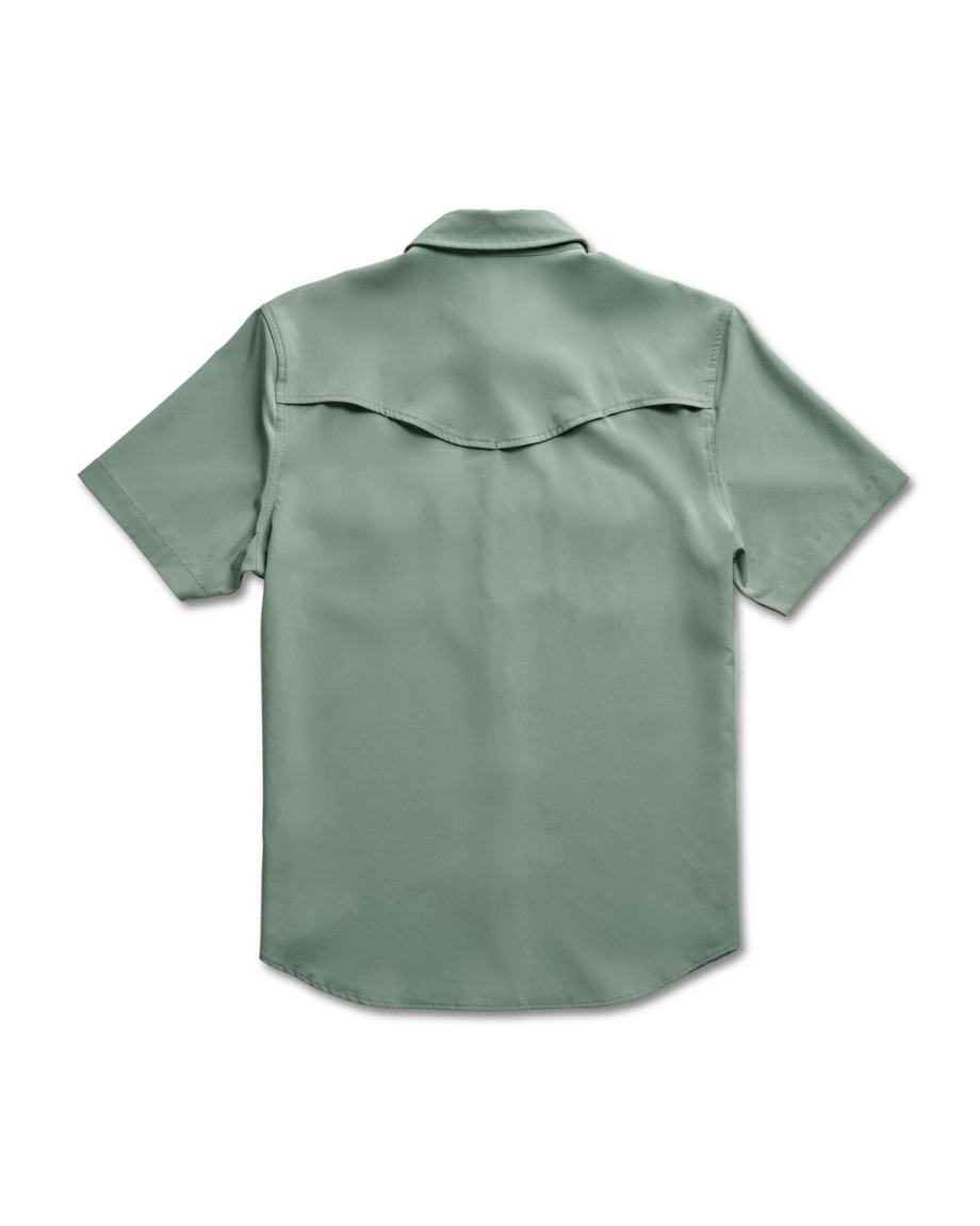 Closeup detail view of Men's Performance Western Pearl Snap SS - Cactus