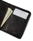 Closeup view of Ostrich Bifold Card Case - Black Cherry