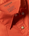 Closeup detail view of Men's Easywear Pearl Snap - Orange Rust