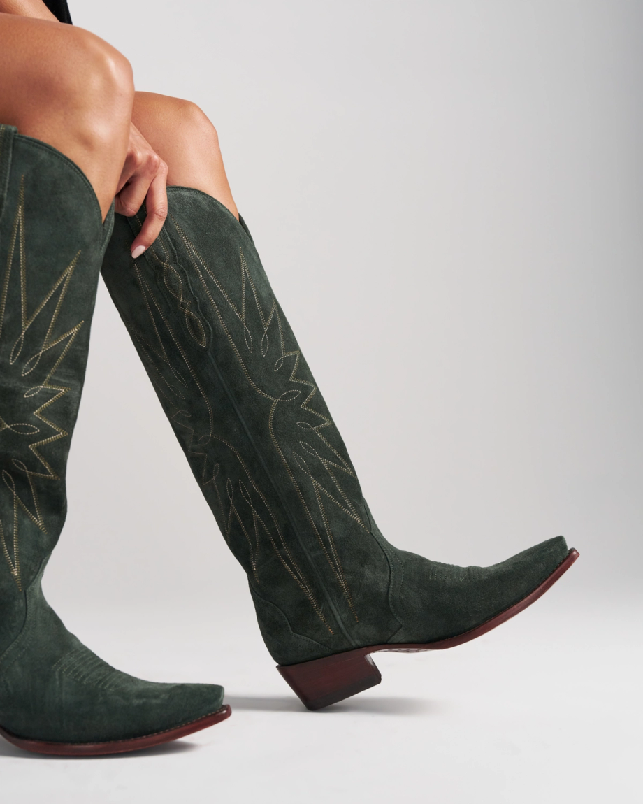 View of The Loretta - Hunter Green Suede