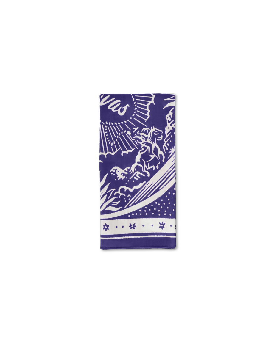 Folded view of Gameday Bandana - Purple on plain background