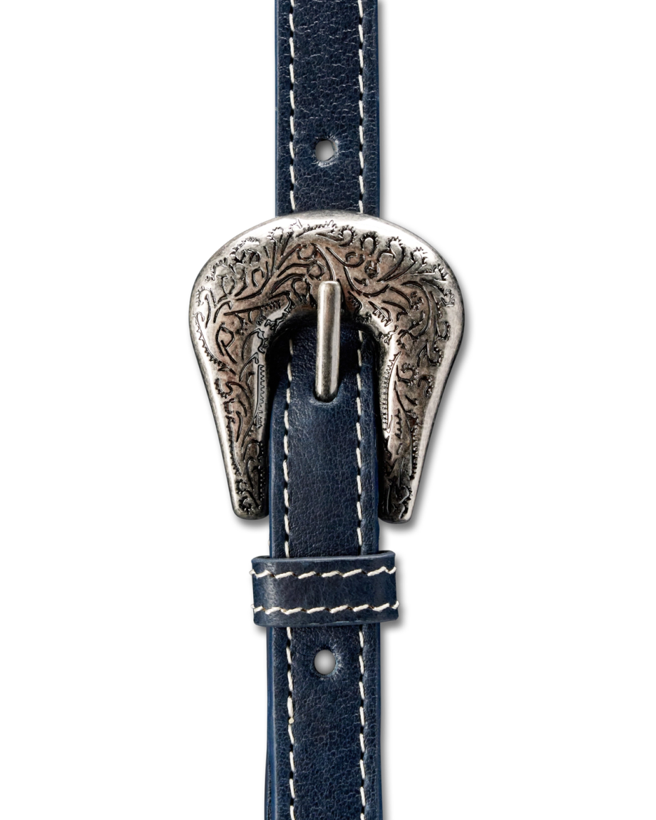 Closeup view of Mini Leather Satchel - Navy