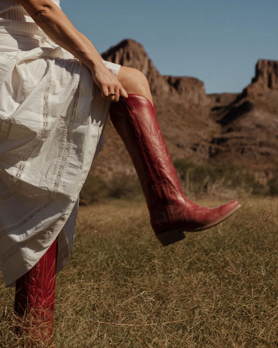 The Loretta Snip Toe Cowgirl Boot - Red goat | Tecovas