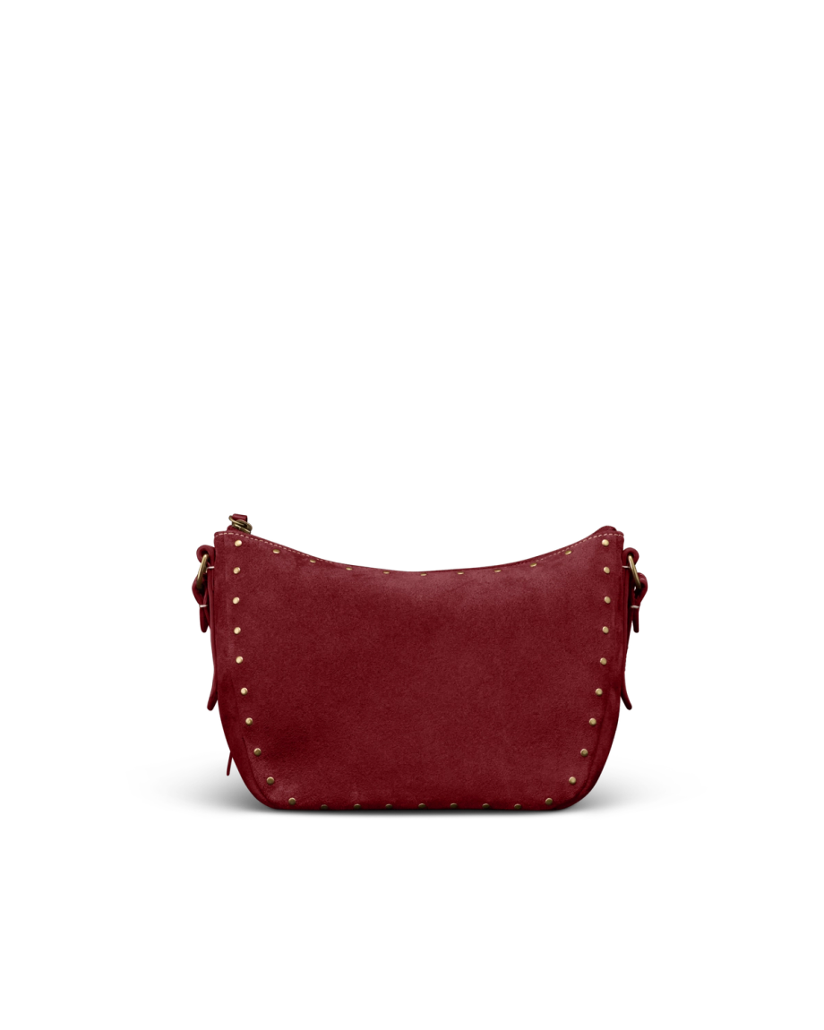 Back view of Slouchy Shoulder Bag - Cabernet on plain background